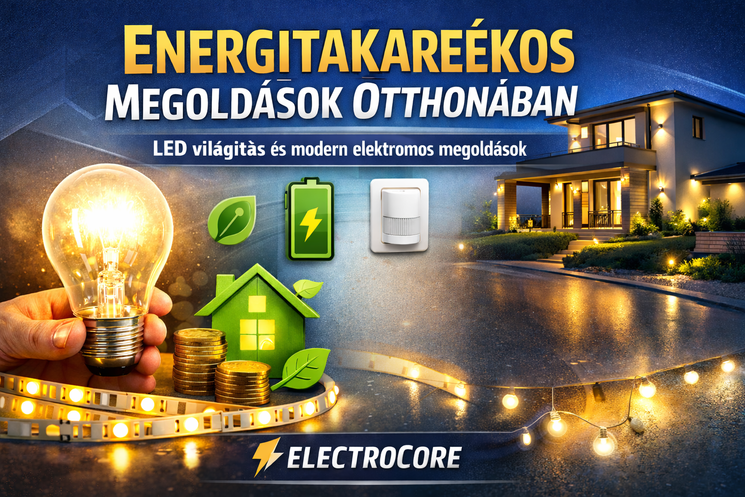 Energiatakarékos LED világítás otthonban modern elektromos megoldásokkal