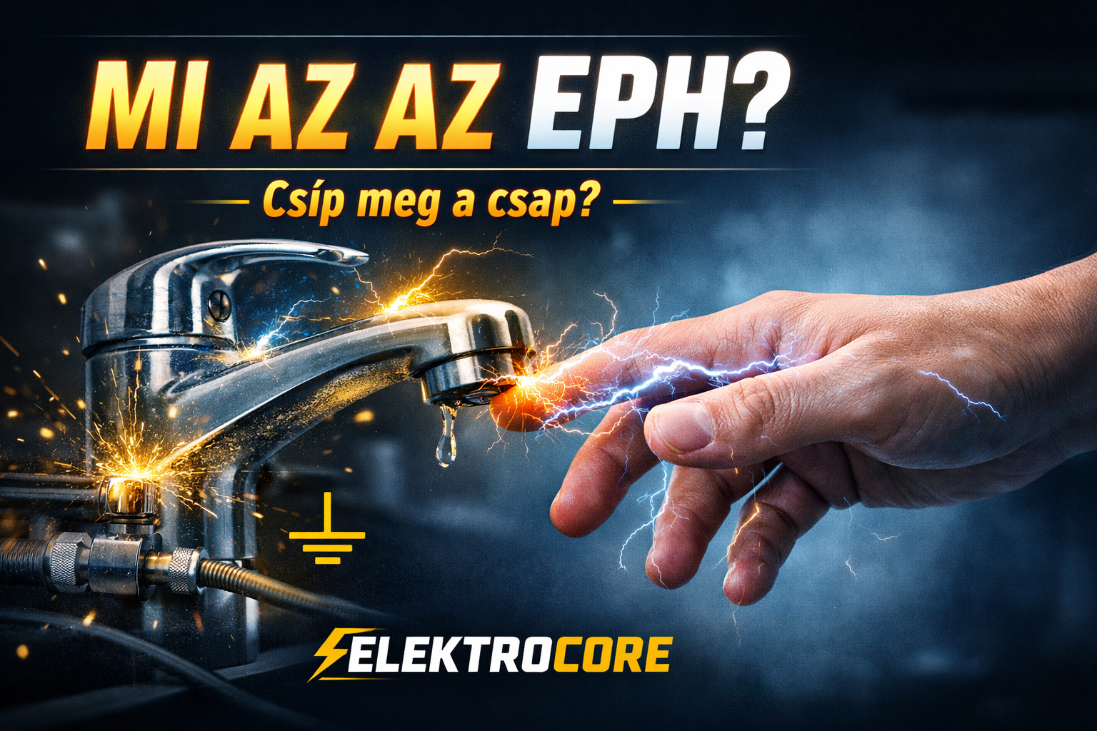 EPH rendszer hiánya miatt áramütést okozó csap és kéz érintése