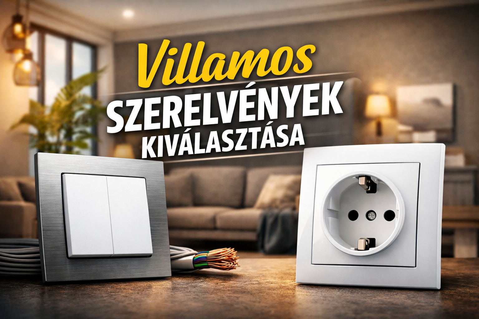 Modern villanykapcsoló és konnektor lakásban – villamos szerelvények kiválasztása otthonokhoz