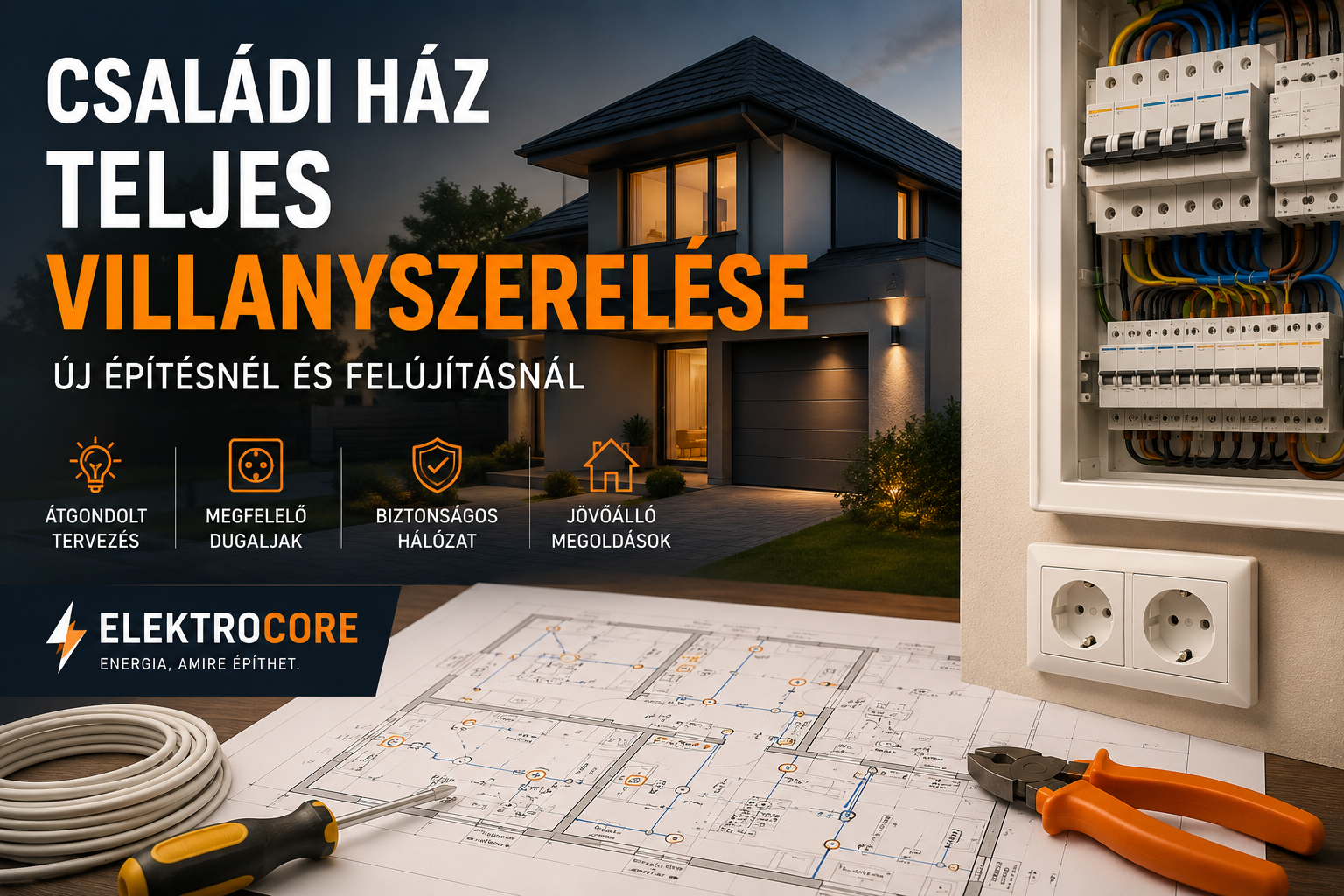 Családi ház villanyszerelése új építés és felújítás során