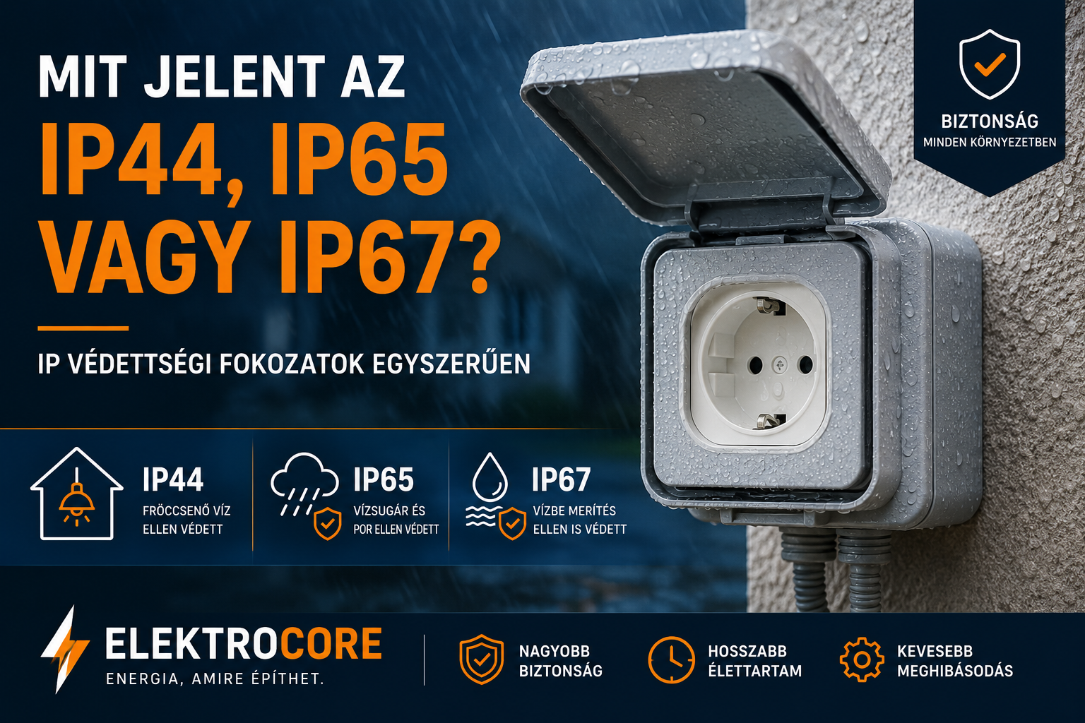 IP védettségi fokozatok magyarázata, IP44 IP65 és IP67 jelentése