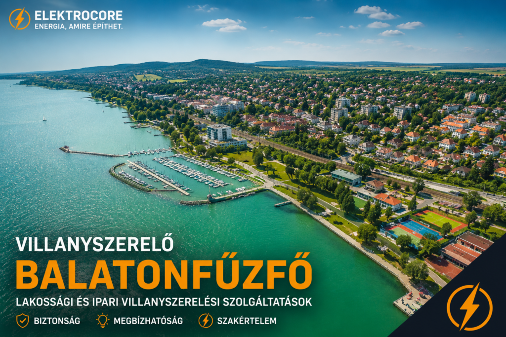 Balatonfűzfő madártávlatból az Elektrocore villanyszerelési szolgáltatásainak bemutatásához